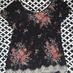 Black floral blouse